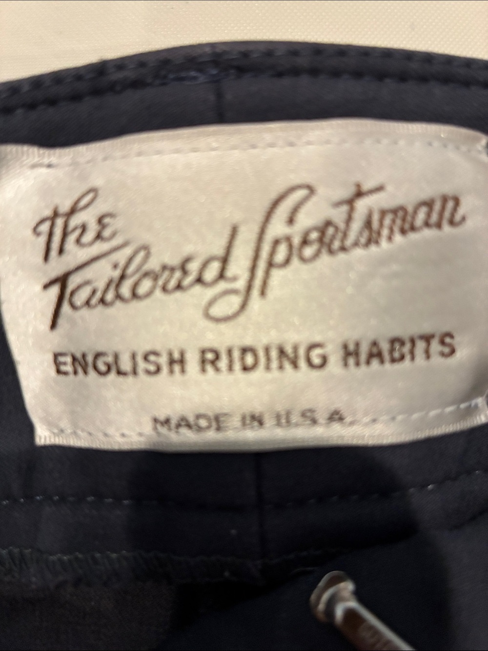 The Tailored Sportsman Riding Breeches Size 14 Navy Knee Patch Equestrian - Picture 2 of 15